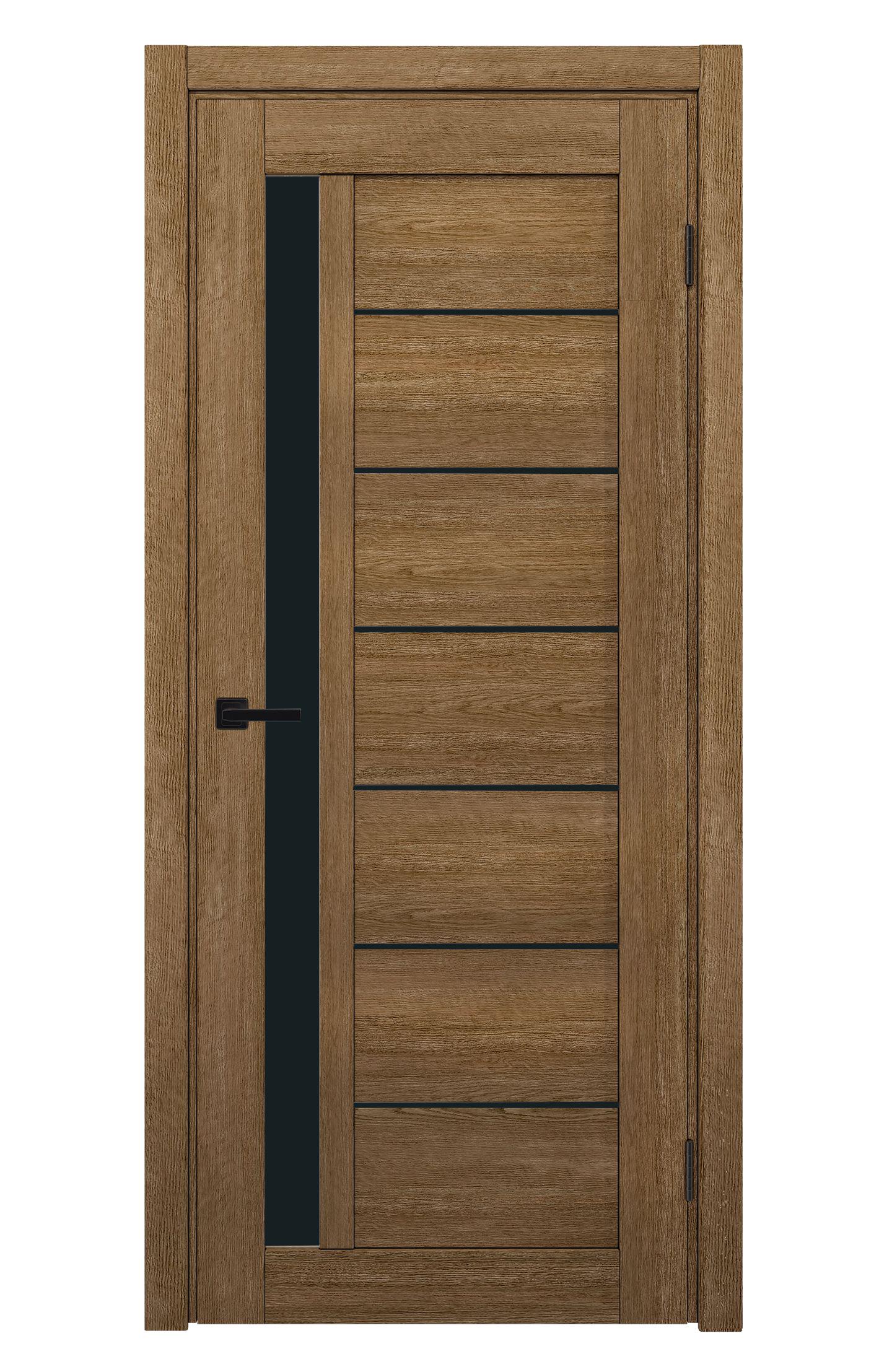 Двері Sline SherWOOD S4 дуб Браун чорне скло 80см