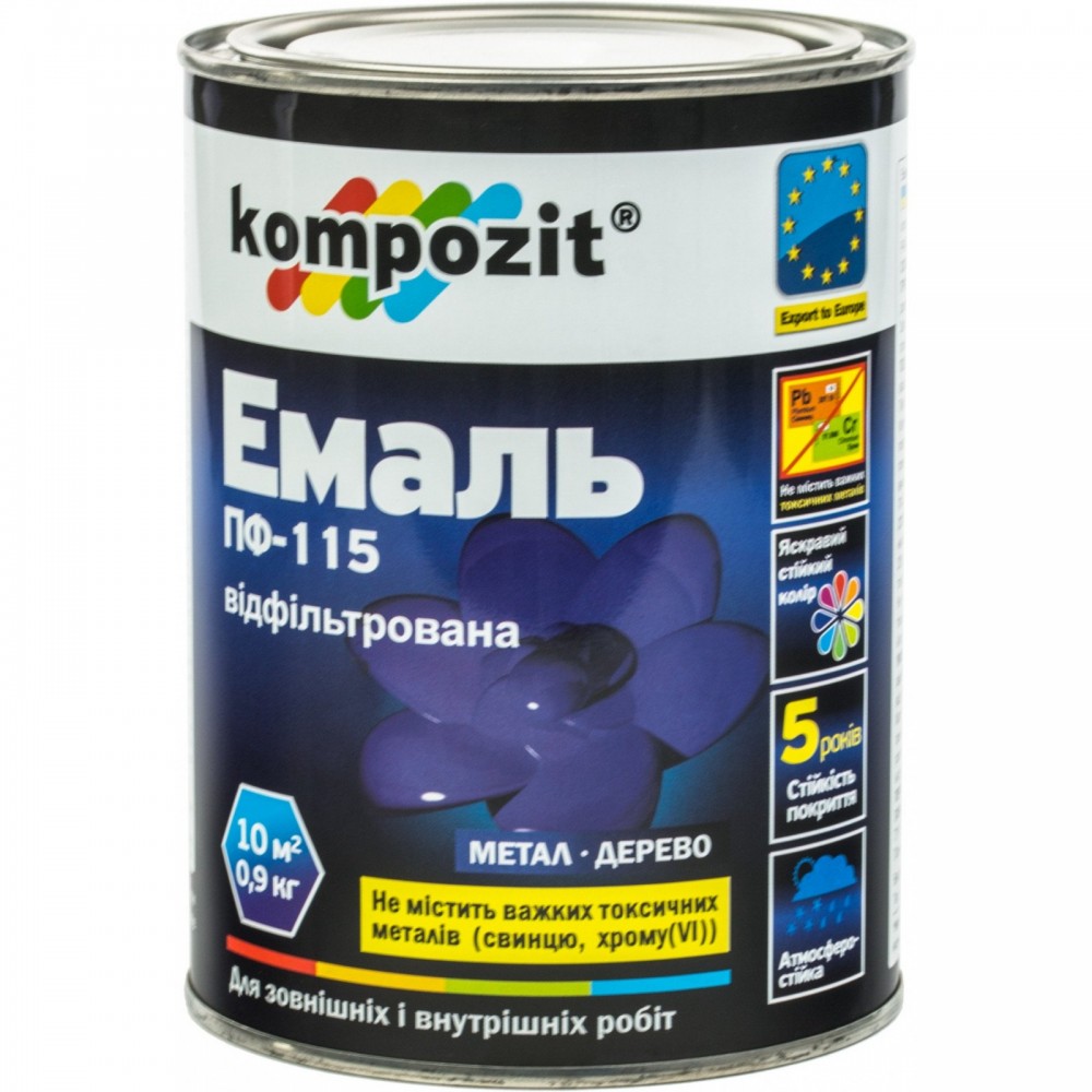 Емаль Композит ПФ-115 0,75л/0,9кг сніжно-біла матова