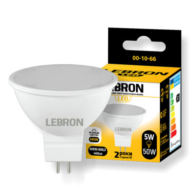 Світлодіодна лампа Lebron L-MR16, 5W, GU5,3, 4100K, 400Lm