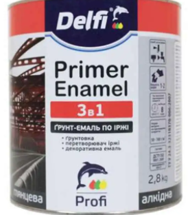 Грунт-емаль по іржі 3 в 1 чорна Delfi 2,8кг