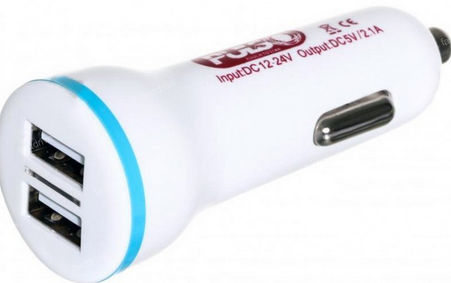 Автомобільний зарядний пристрій PULSO C-2023W 2 USB(12/24V-5V 2.1A)