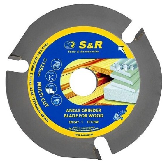 Диск розпилювальний S&R для КШМ 125x22,2x3,8мм АТВ 3 зуба MULTI CUT