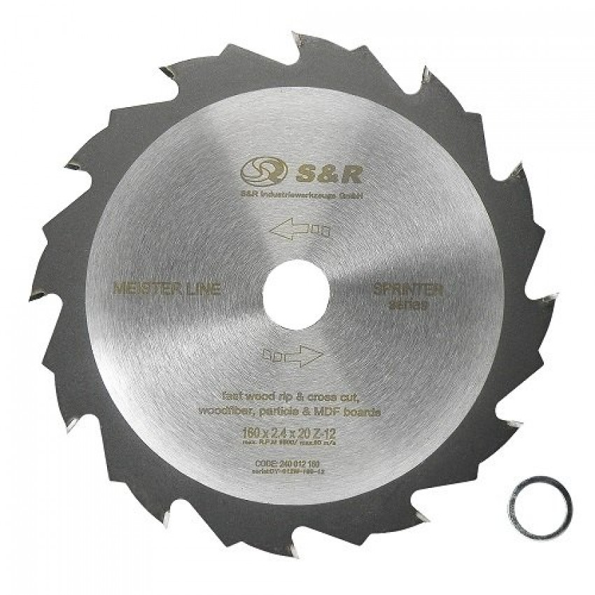 Диск розпилювальний S&R 160x20x2,4мм FZ/ATB 12 зуб. Sprinter Meister + кільце 16