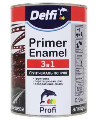Грунт-емаль по іржі 3 в 1 темно-коричн Delfi 0,9кг
