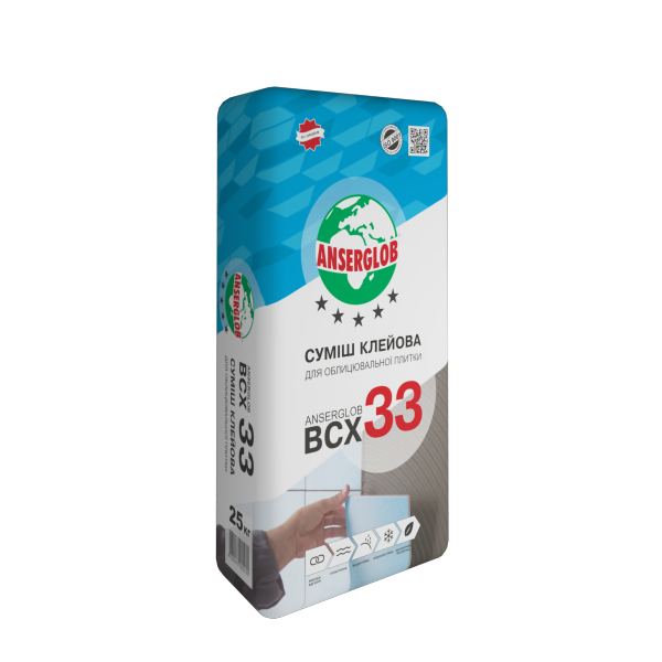 Anserglob BCX 33 Суміш клейова для плитки морозостійка 25кг