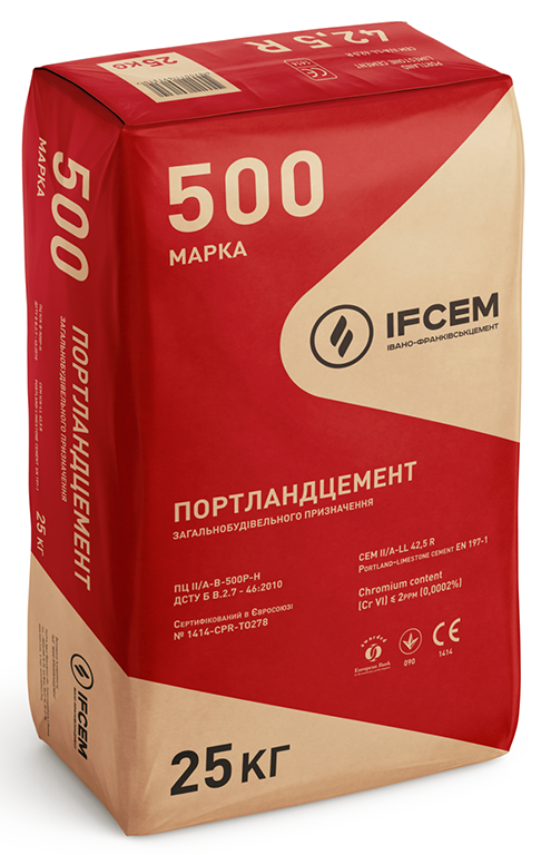 Цемент Івано-Франківськ ПЦ ІІ/А-В-500Р-Н (CEM II/A-LL 42,5 R) 25 кг