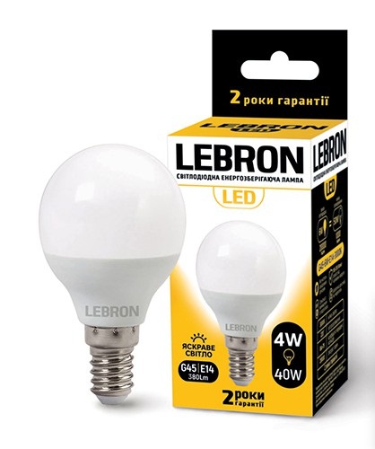 Світлодіодна лампа Lebron L-G45, 8W, Е14, 4100K, 720Lm