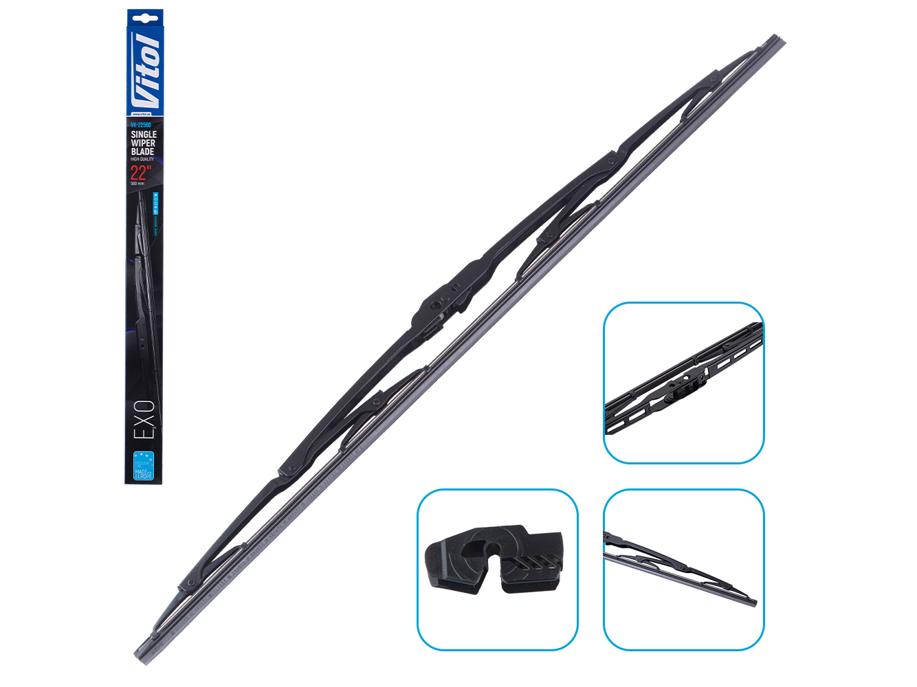 Щітка склоочисника каркасна Vitol EXO 22" (560 мм)