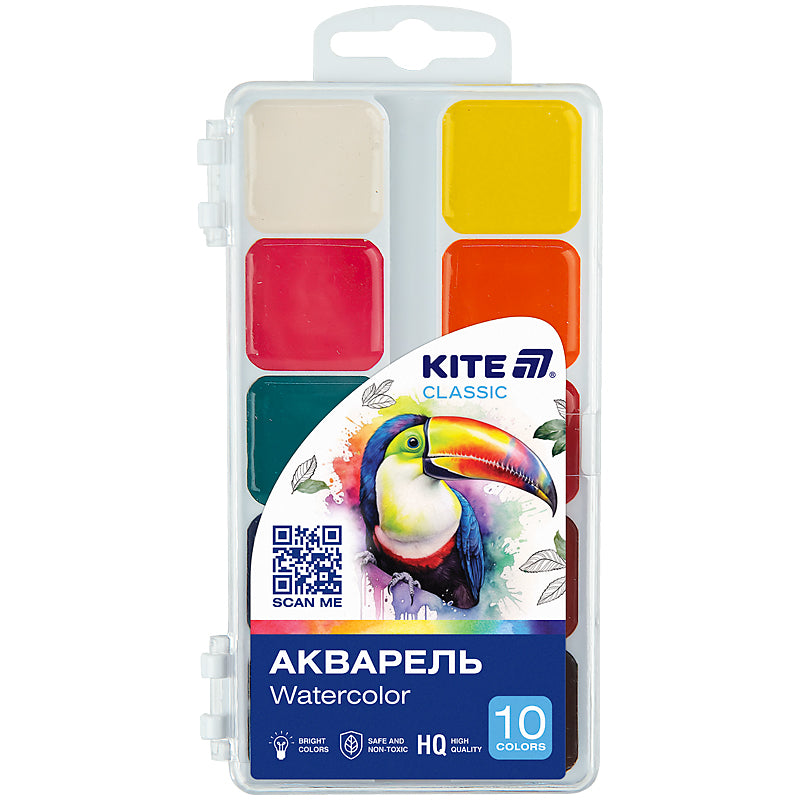 Фарби акварельні Kite Класік, 10 кольорів
