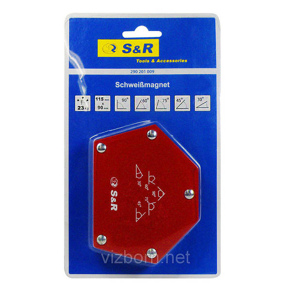 S&R Магнітний тримач 23 кг 5-кутний 30˚, 45˚, 60˚, 75˚, 90˚ для зварювання — фото 2
