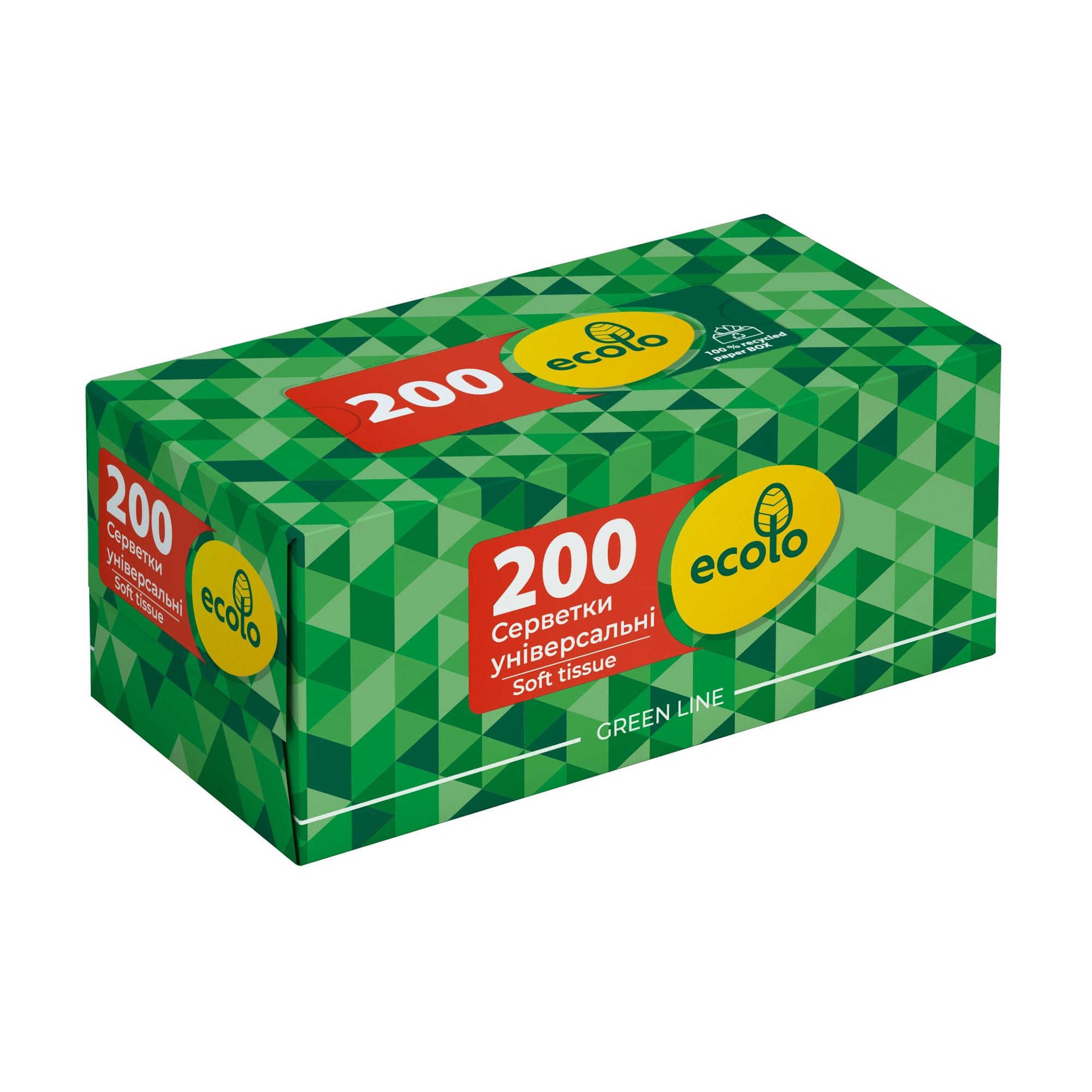 Серветки столові Ecolo 450 л, 24x24 см, білі