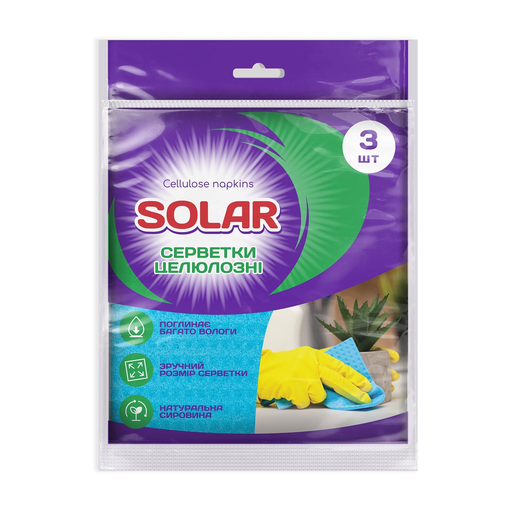 Серветка д/приб. Solar 3 шт. целюлоза
