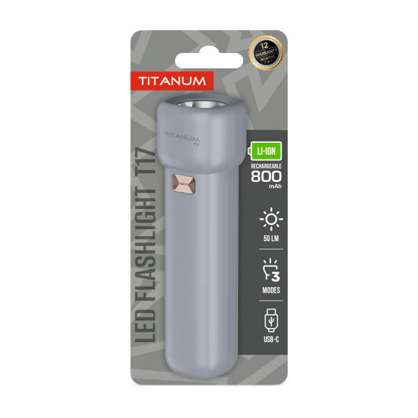 Портативний світлодіодний ліхтарик TITANUM TLF-T17 50Lm Gray — фото 3