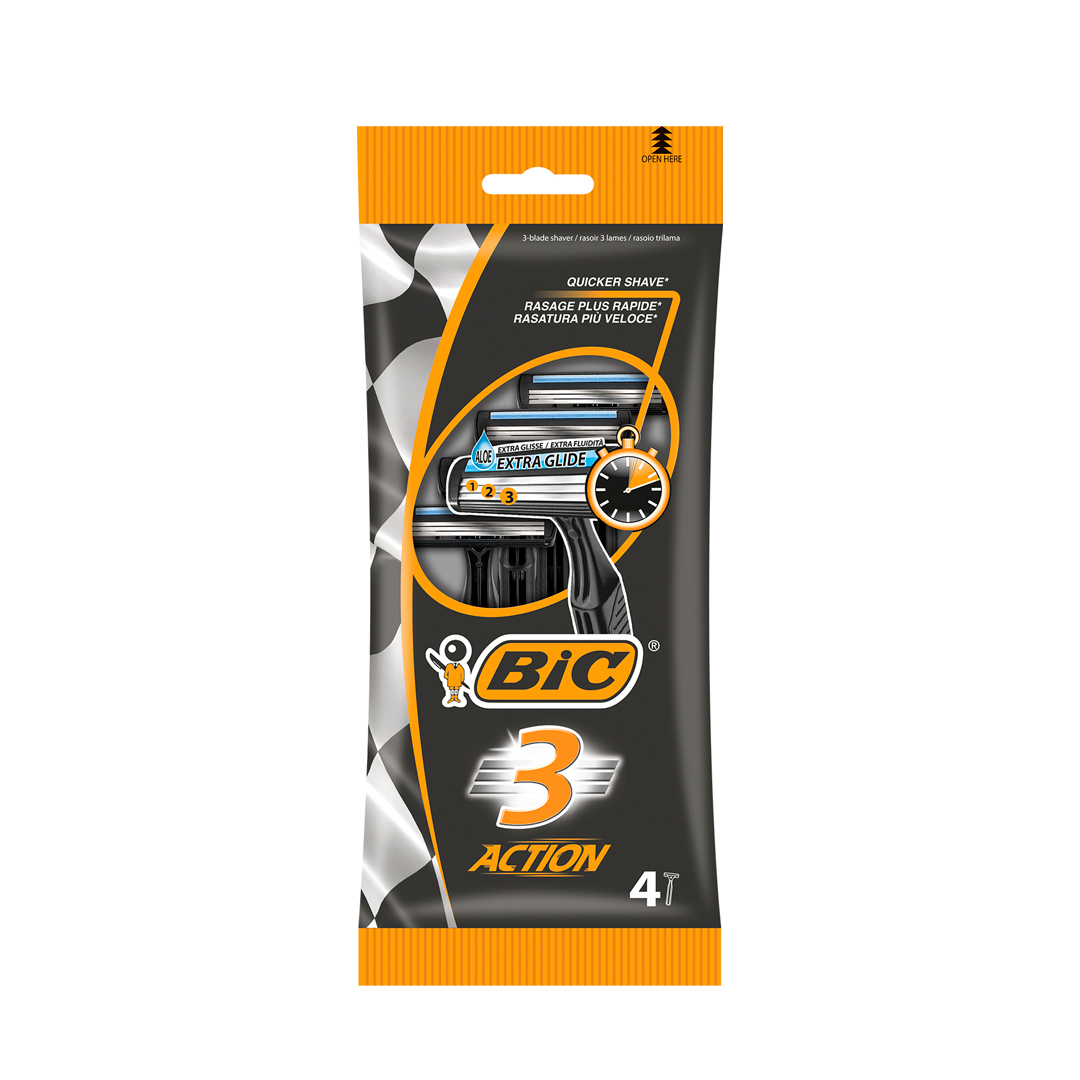 Станок для гоління BIC 3 Екшин, Чорний, 24 шт