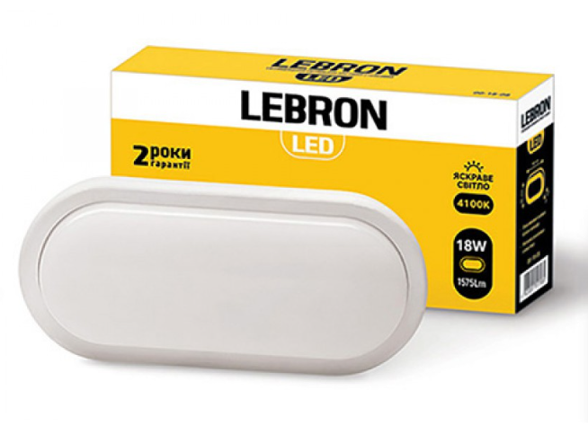 Світильник Lebron LED L-WLO 18W, овал, 4100K, 1575Lm, ІР65 — фото 2
