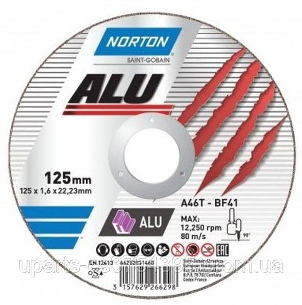 Диск відрізний по АЛЮМІНІЮ NORTON-Alu A46N; Ø=230/22,2мм t=1.9мм — фото 3