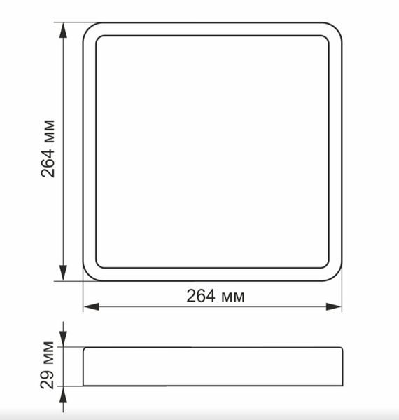 Led Світильник Videx 24W 5000K 220V, квадрат накладний — фото 3