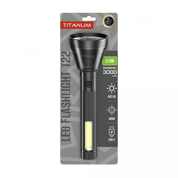 Портативний світлодіодний ліхтар TITANUM TLF-T22 400Lm Black — фото 4