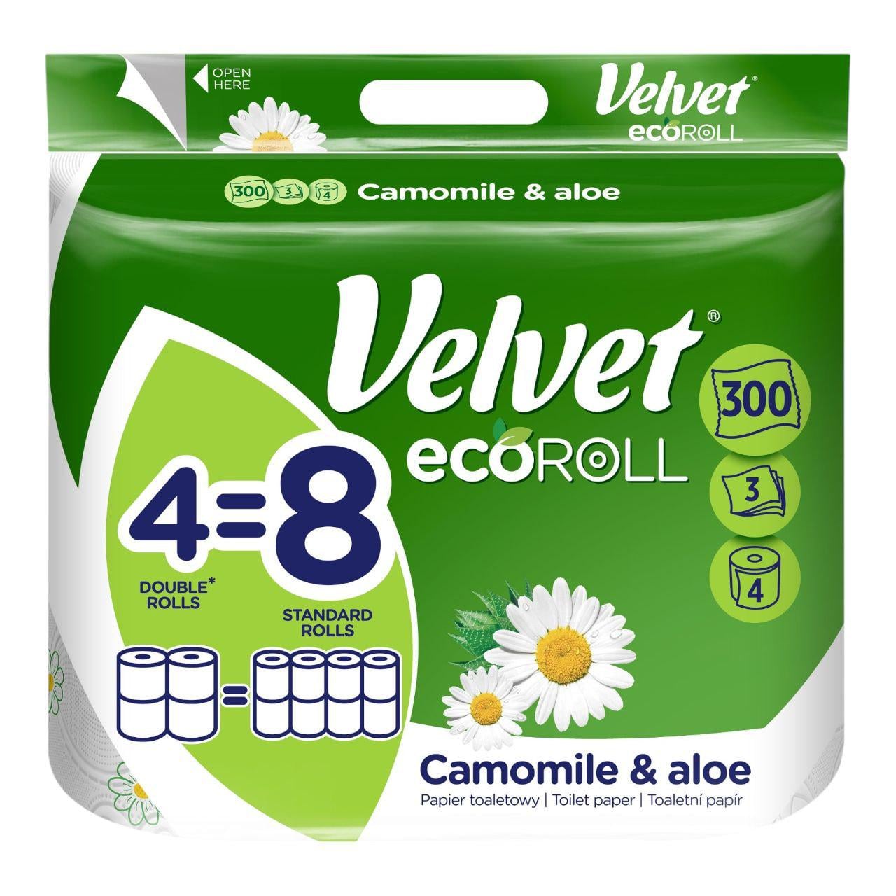 Туалетний Папір Velvet Ромашка Алоє 3 шар. 8рул