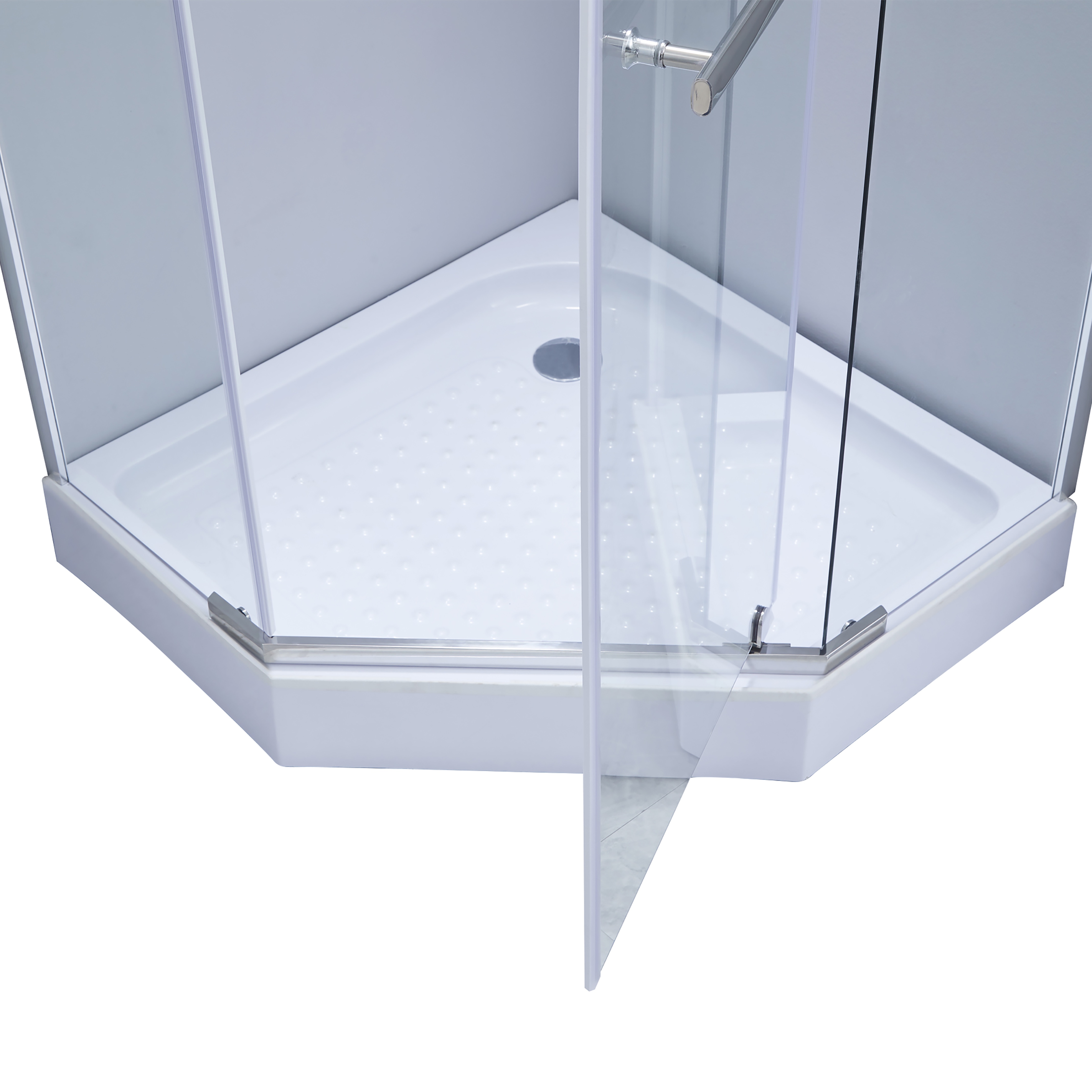 Душова кабіна Dozorca SC90x90.CRM.LOW.TR, п'ятикутна, низький піддон, скло прозоре 6 мм, на завісах Lidz — фото 4