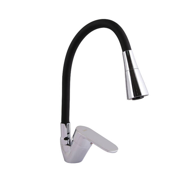  Змішувач для кухні Tani 008F3, Chrome/Black (k40) з гнучким виливом Lidz — фото 2