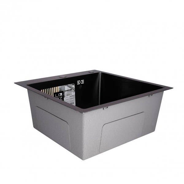 Мийка для кухні інтегрована Handmade H5050b, Brushed Black PVD, 3,0/1,0 мм Lidz — фото 3