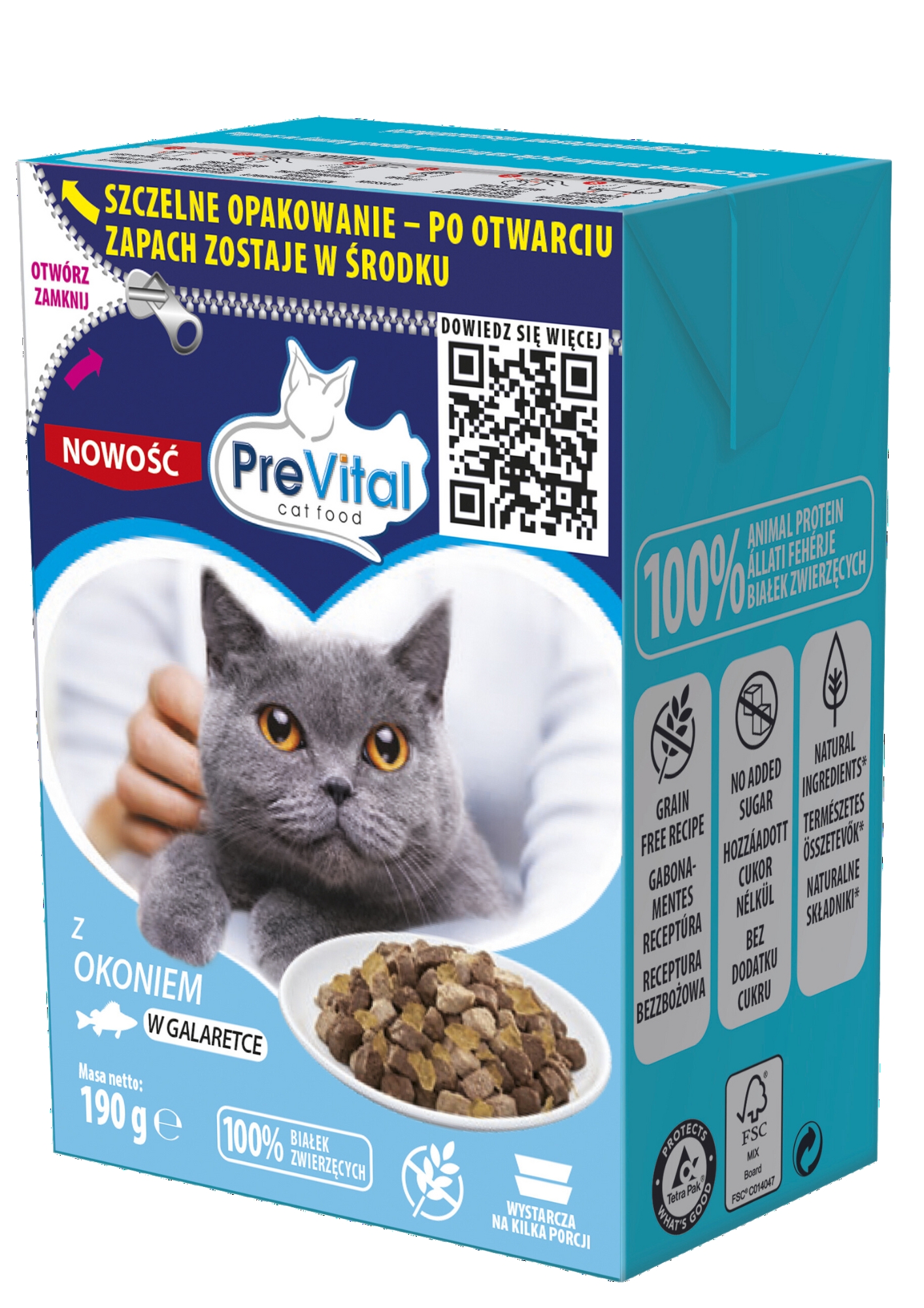 Корм для котів PreVital з кролик-індичк в желе 100 г