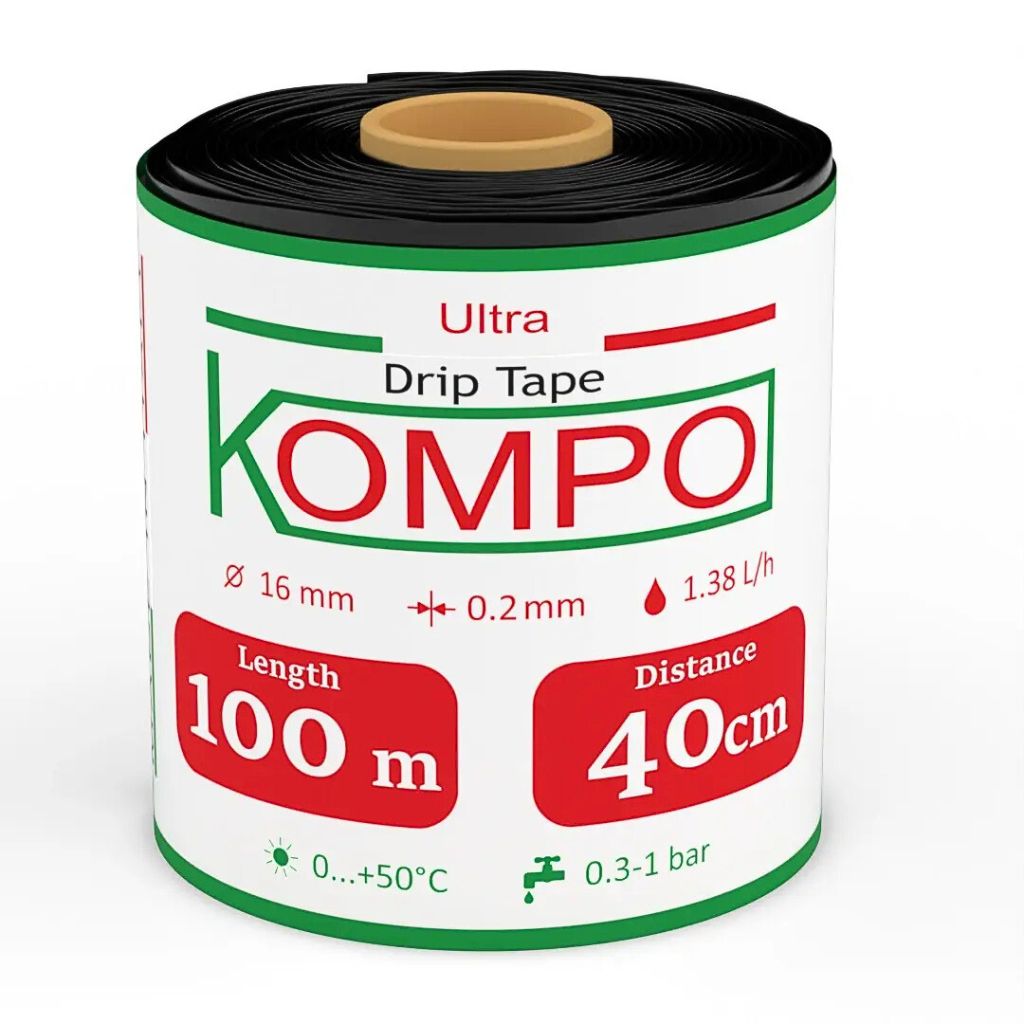 Стрічка крапельна емітерна 16 мм (30см) 8 mil Kompo