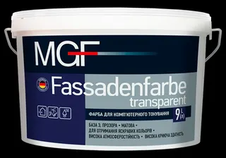 Фарба MGF фасадна transparent 9л, Обмежено придатний