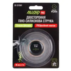 Двостороння  піно-силіконова стрічка сильної фіксації 15мм*1м Alloid PRO