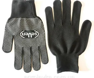 Рукавиці з ПВХ крапк. чорні,  SEVEN 71112 розмір 12  (69331)