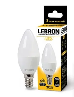 Світлодіодна лампа Lebron L-С37, 6W, Е14, 4100K, 480Lm, кут 220°