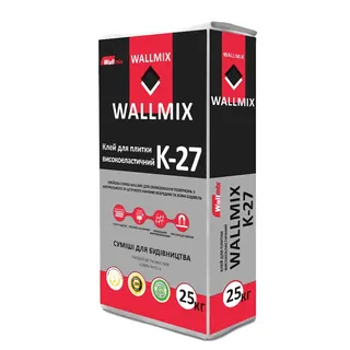 Wallmix K-27 Клей еластичний для широкоформатної плитки,основ,що піддаються деформації 25кг