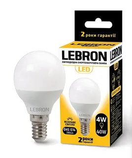 Світлодіодна лампа Lebron L-G45, 8W, Е14, 4100K, 720Lm