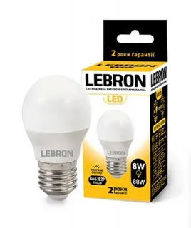 Світлодіодна лампа Lebron L-G45, 8W, Е27, 4100K, 720Lm