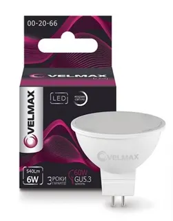Світлодіодна лампа Velmax V-MR16, 8W, GU10. 4100K, 720Lm, кут 120