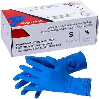 Рукавиці резинові  Ambul/Medlux/Igar/Hoff High Risk сині ХL 10 ціна за 1шт,