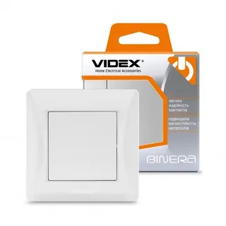 Вимикач одноклавішний Videx Binera, білий