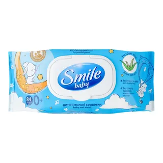 Серветки вологі Smile Бебі 84шт клапан Мікс
