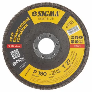 Диск пелюстковий 125*22,2 P180 Sigma прямий