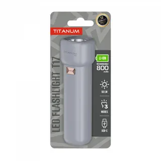 Портативний світлодіодний ліхтарик TITANUM TLF-T17 50Lm Gray