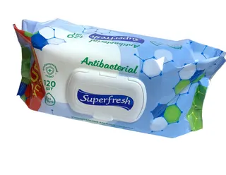 Серветки вологі Super Fresh Антибак 120шт з клапаном