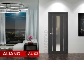 KORFAD Двері Aliano-01 800*2000 Чорний Двостор.чорне скло