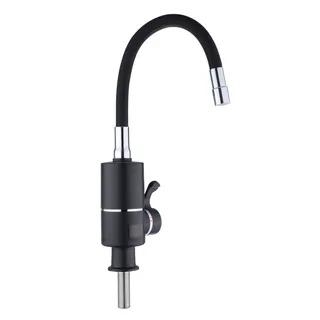 Проточний кран-водонагрівач з гнучким виливом Warm 064,Black/Black для кухні LDWAR064BLA Lidz