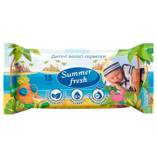 Серветки вологі  Sumer Fresh 15шт асорті кишенькові