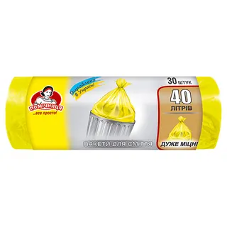 Помічниця пакети д/сміття 40л*30 шт кольорові HDPE