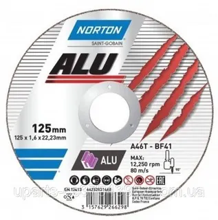 Диск відрізний по АЛЮМІНІЮ NORTON-Alu A46N; Ø=230/22,2мм t=1.9мм