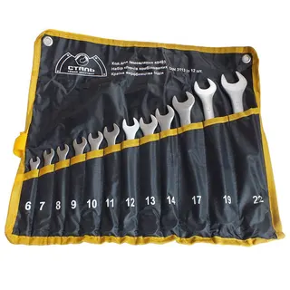 Набiр ключiв комбінованих з 12 шт (6,7,8,9,10,11,12,13,14,17,19,22мм) CR-V Satine, в чохлі Сталь