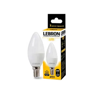 Світлодіодна лампа Lebron L-C37, 4W, Е14 4100K, 320Lm, 220V