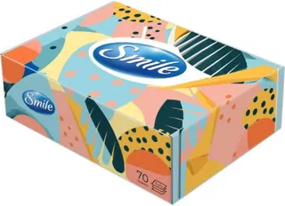 Серветки косметичні 3-х шарові Smile 70шт білі пенал